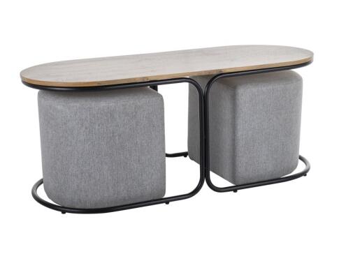 Комплект SIGNAL DUAL (стол журнальный + 2 пуфа) дуб артизан/черный/серый