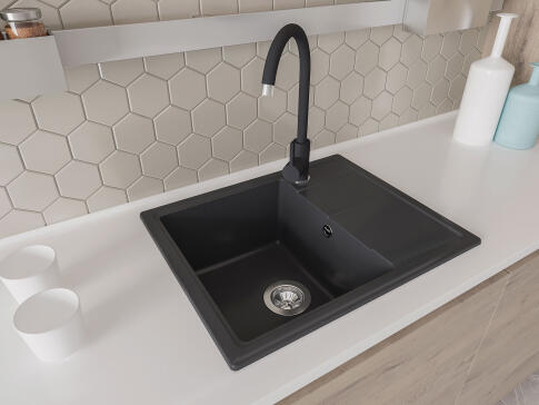 Мойка кухонная AQUASANITA Rock SQR 102 601 AW black metallic