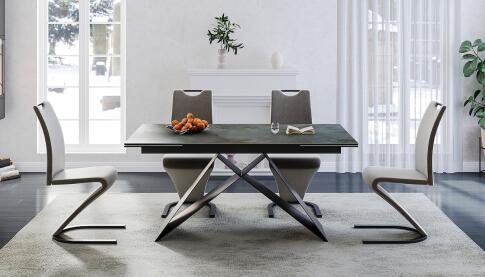 Стол обеденный SIGNAL WESTIN Ceramic Ossido Verde бирюзовый/черный мат 160-240/90