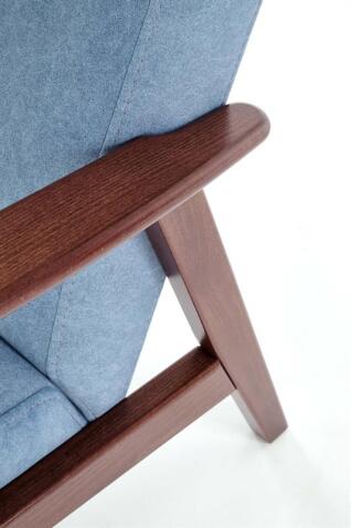 Кресло HALMAR MILANO 1S tap. Castel 74 синий/орех