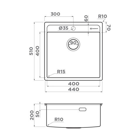 Кухонная мойка из нержавейки Omoikiri Daisen 44-IN нержавеющая сталь