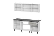 Кухонный гарнитур NN Мебель "КГ-9" (2,0 м) Белый/Цемент темный/Цемент светлый/Черный