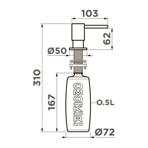 Дозатор Omoikiri OM-08 GB графит