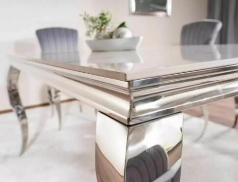 Стол обеденный SIGNAL PRINCE Ceramic Calacatta белый/хром 180/90