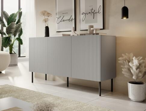 Комод HALMAR ASENSIO KM-1 светло-серый/черный