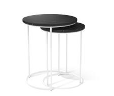 Стол журнальный Sheffilton SHT-CT7 артикул СЖ-86 камень пьетра черный/белый муар