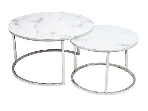 Комплект SIGNAL ATLANTA B (2 стола журнальных) белый мрамор/хром
