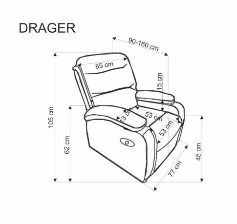 Кресло HALMAR DRAGER раскладное, черный