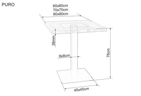 Стол обеденный SIGNAL PURO дуб/черный 60/60