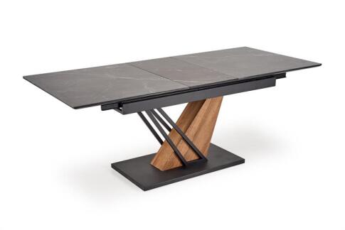 Стол обеденный HALMAR VOLANT 140 черный мрамор/дуб золотой 140-180/90