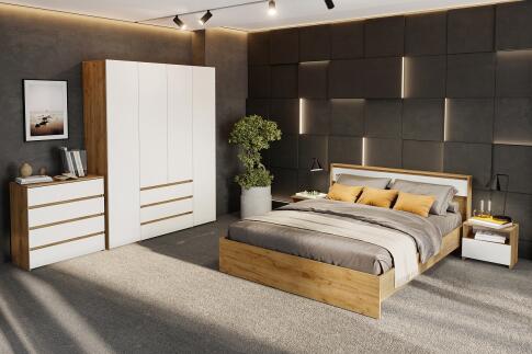 Кровать NN Мебель (МС Некст К) Дуб Золотой/Белый 160х200