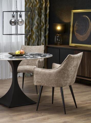 Стол обеденный HALMAR MANUEL черный мрамор/черный 120