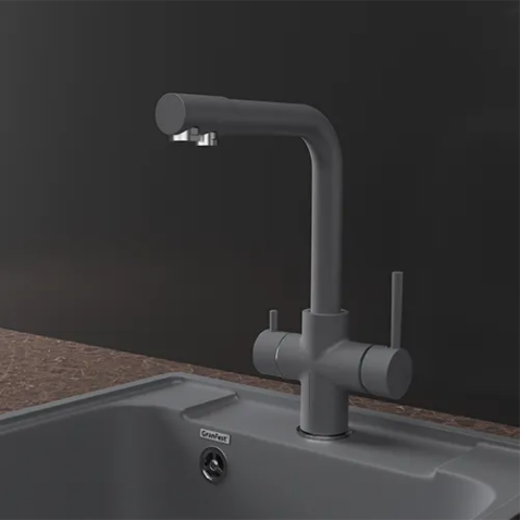 Смеситель для кухни GRANFEST QUARZ Z-5423 темно-серый