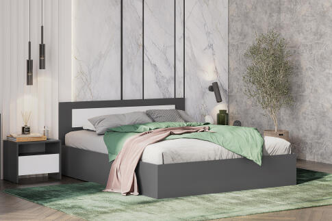 Кровать NN Мебель (МС Дольче К) Графит/Белый, 160/200