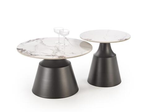 Комплект HALMAR MAGNETA (2 стола журнальных) белый мрамор/черный