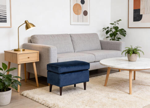 Пуф SIGNAL RON Velvet Bluvel 86 темно-синий/венге