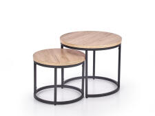 Комплект HALMAR OREO (2 стола журнальных) дуб сан ремо/черный, 43/53 и 35/45