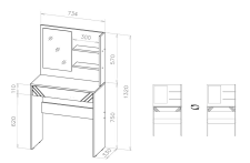 Стол туалетный NN Мебель (МС Байкал К) Дуб Золотой/Графит (с зеркалом)