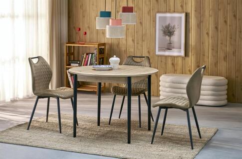 Стол обеденный HALMAR PIVOT дуб артизан/черный 102-142/102