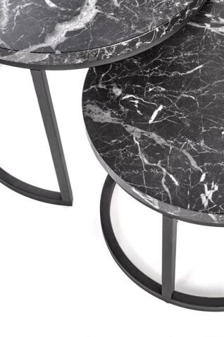 Комплект HALMAR OREO (2 стола журнальных) черный мрамор/черный