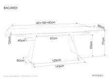 Стол обеденный SIGNAL BACARDI черный/черный 160-240/90
