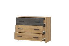 Комод NN Мебель МСП 1 Серия 2 Дуб золотой/Камень темный, 3 ящ.