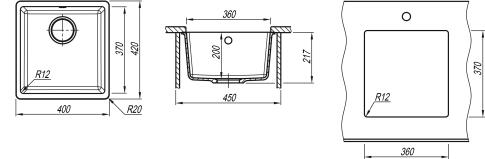 Мойка кухонная AQUASANITA Fast SQF 101 601 AW black metallic