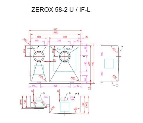 Мойка ZORG ZEROX 58-2 U / IF-L PVD GOLD