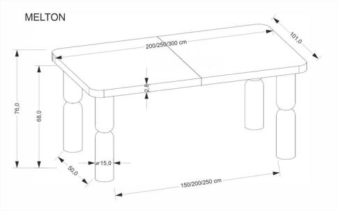 Стол обеденный HALMAR MELTON орех светлый/орех светлый 200-300/101