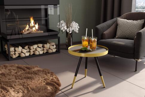 Стол журнальный Sheffilton SHT-CT28 черный/золото/черный муар