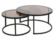 Комплект SIGNAL FERRANTE E (2 стола журнальных) дымчатый/черный мат Комплект SIGNAL FERRANTE E (2 стола журнальных) дымчатый/черный мат