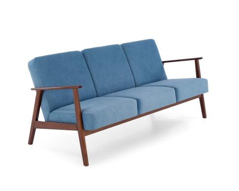 Диван HALMAR MILANO 3S tap. Castel 74 синий/орех