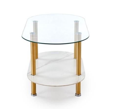 Стол журнальный HALMAR DUCAT белый мрамор/прозрачный/золотой