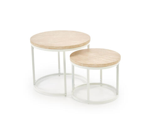 Комплект HALMAR OREO (2 стола журнальных) травертин/белый