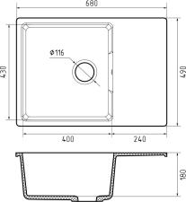 Кухонная мойка GRANFEST URBAN UR-668L белый