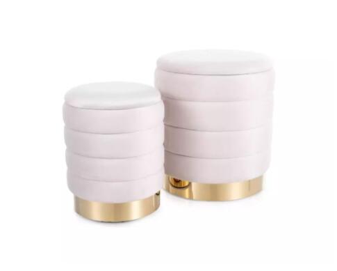 Комплект SIGNAL BRITTA Velvet (2 пуфа) светло-бежевый