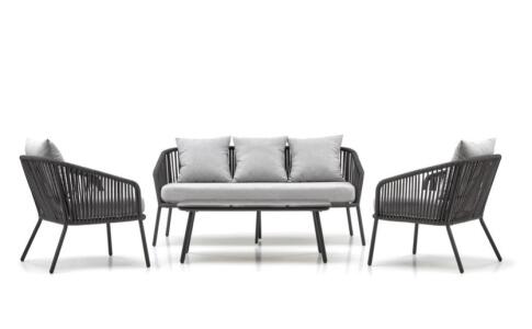 Комплект HALMAR ROCCA (софа + 2 кресла + стол журнальный), темно-серый/светло-серый