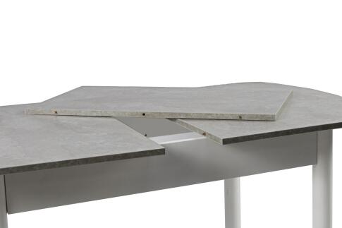 Стол ВВР ЛДСП Раздвижной Камень Светлый/Прямое белый, 110/150/70