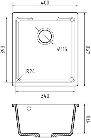 Кухонная мойка GRANFEST URBAN UR-4540 серый