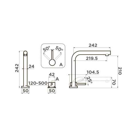 Смеситель для кухни Omoikiri Nara-BN нержавеющая сталь