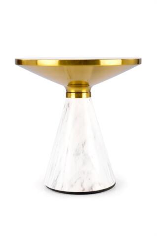 Стол журнальный HALMAR TALBI белый мрамор/белый/золотой
