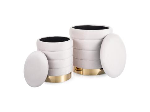 Комплект SIGNAL BRITTA Velvet (2 пуфа) светло-бежевый