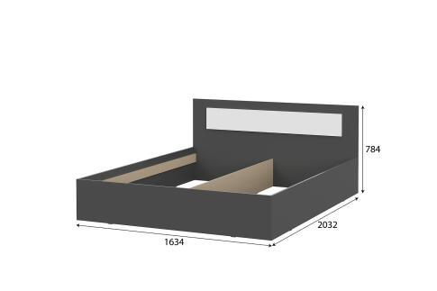 Кровать NN Мебель (МС Дольче К) Графит/Белый, 160/200