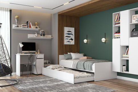 Кровать NN Мебель (МС Токио) Белый текстурный, выкатная