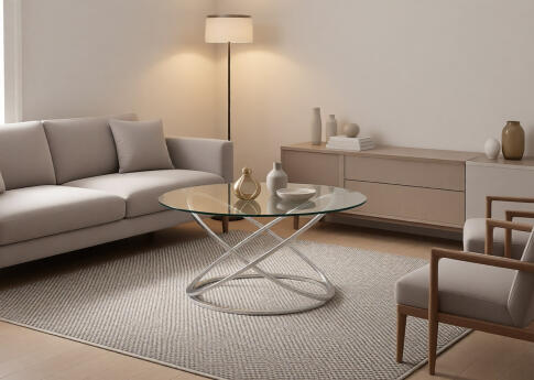 Стол журнальный SIGNAL EOS B прозрачный/хром