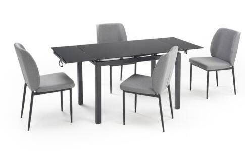 Комплект HALMAR JASPER (стол + 4 стула) серый/черный