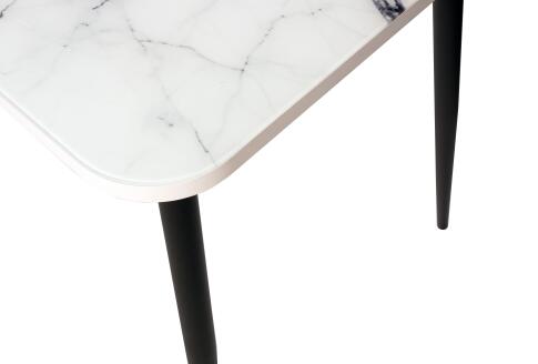 Стол ВВР Прямоугольный Стекло с ф/п Мрамор белый/черный конус 100/60