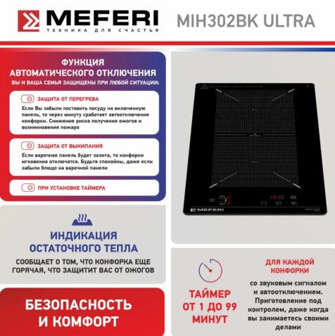 Варочная панель индукционная MEFERI MIH302BK ULTRA