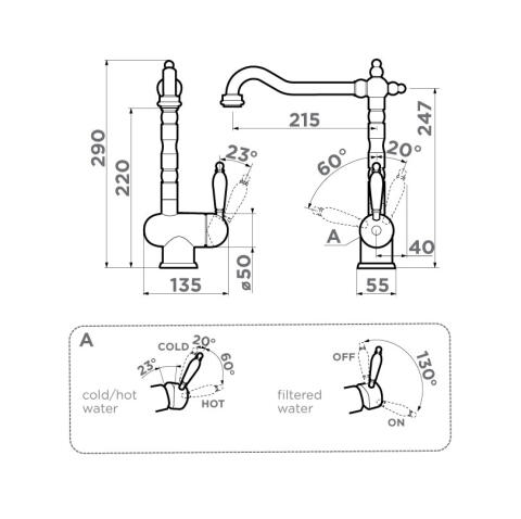 Смеситель для кухни Omoikiri Kyoto 2 Plus-SI античное серебро