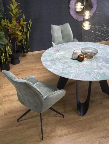 Стол обеденный HALMAR GIOVANI зеленый мрамор/черный 135